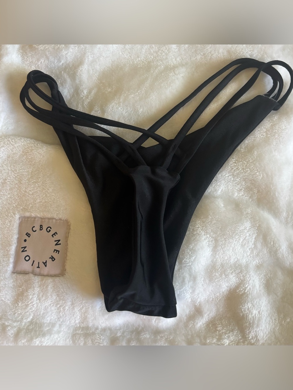 BCBGeneration Black Multi-Strap Bikini Bottom